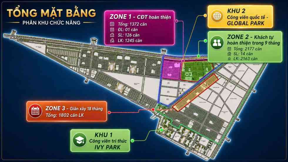 Mặt bằng phân khu thấp tầng
